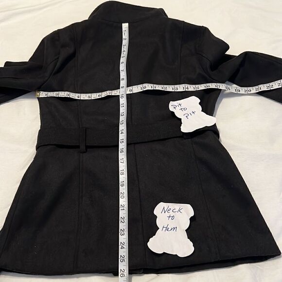 Ambiance szS black button front jacket with belt needs cleaning GUC - Picture 11 of 11